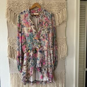 Rococo Sand Floral Wrap Mini Dress